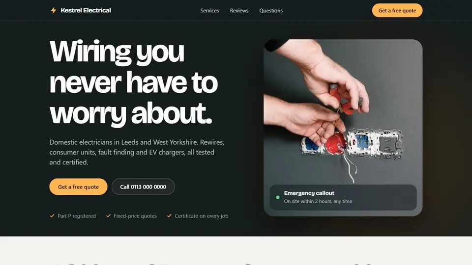 Kestrel Electrical website preview